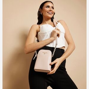 Michael Kors Beige Structured Crossbody Bag